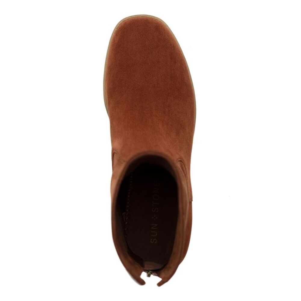 SUN STONE Womens Brown Stretch Lyraa Round Toe Block Heel Zip-Up Booties 5.5 M - Picture 3 of 4